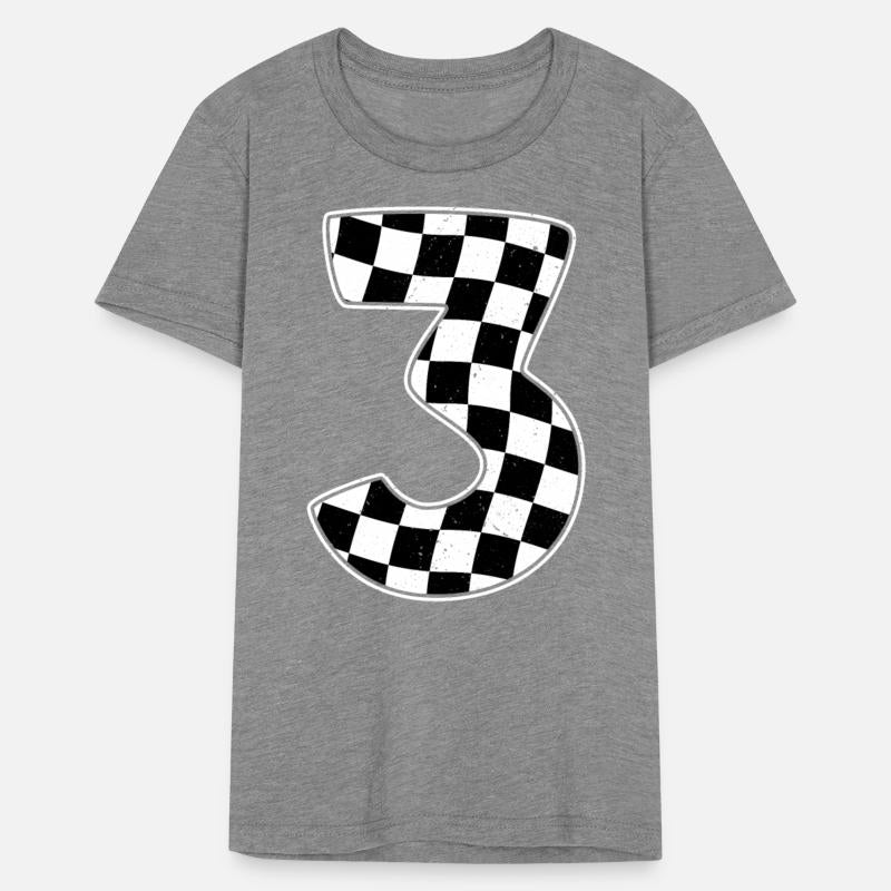 3rd Birthday Checkered Number 3 Car Racing Flag