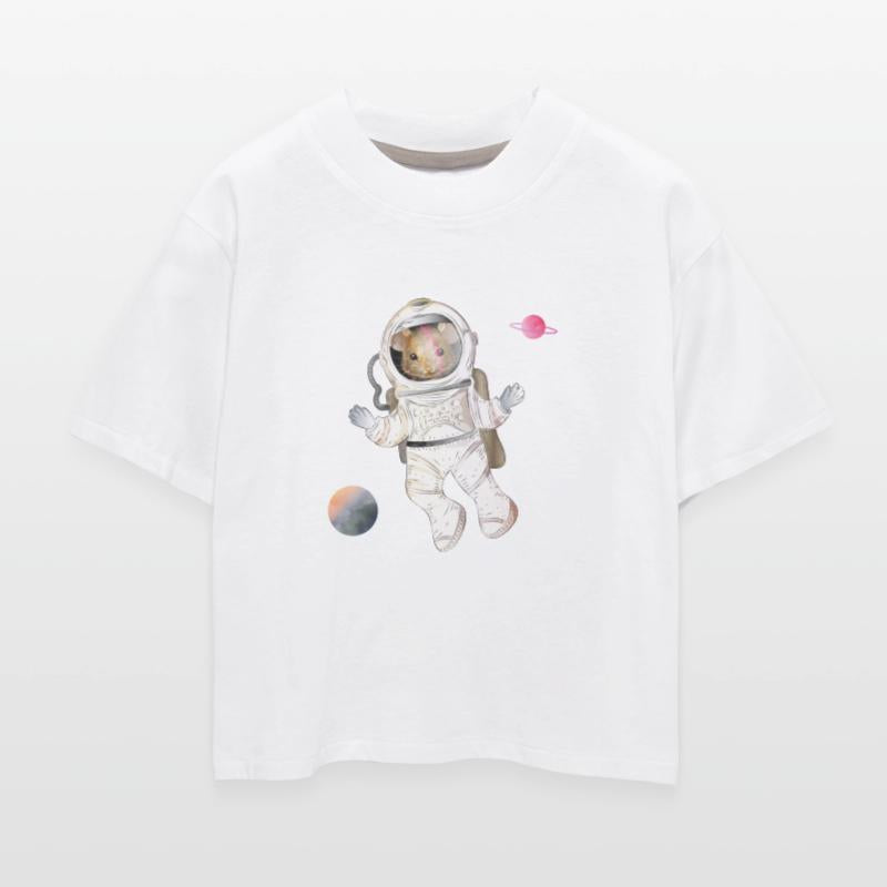 Astronaut mouse in space with planets