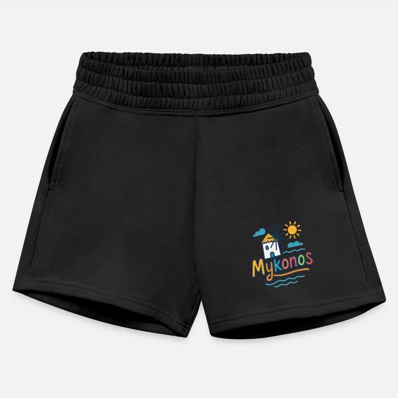 Colorful Mykonos in Greece Windmill and Beach Symb