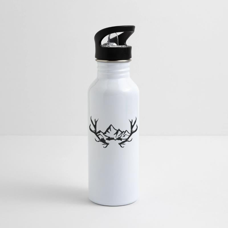 Deer antlers, snowy mountains and forest