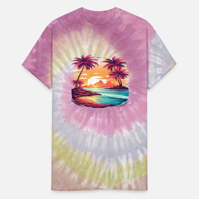 Tropical beach scene with vibrant palms