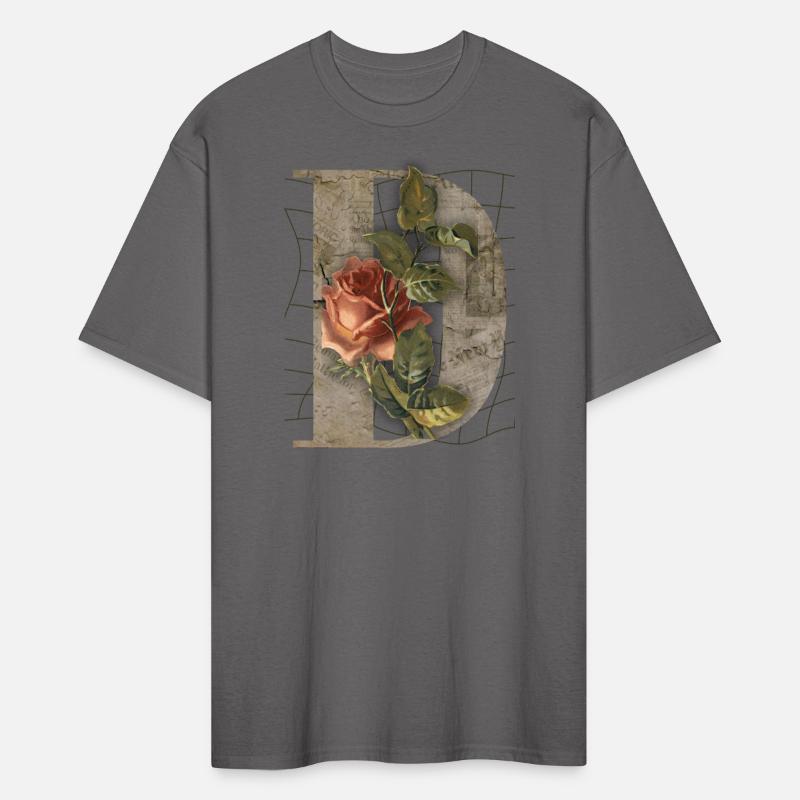 Vintage Monogram T-Shirt – Letter D with Floral