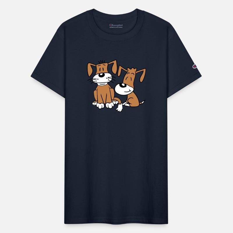 2 Dogs Team Sitting Two Friends Crew Happy Brother