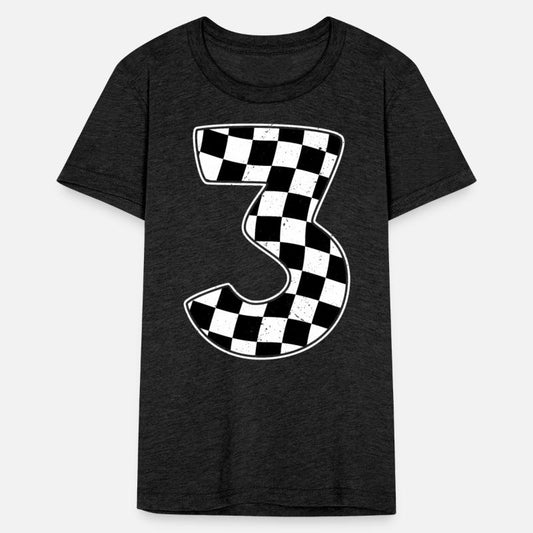 3rd Birthday Checkered Number 3 Car Racing Flag