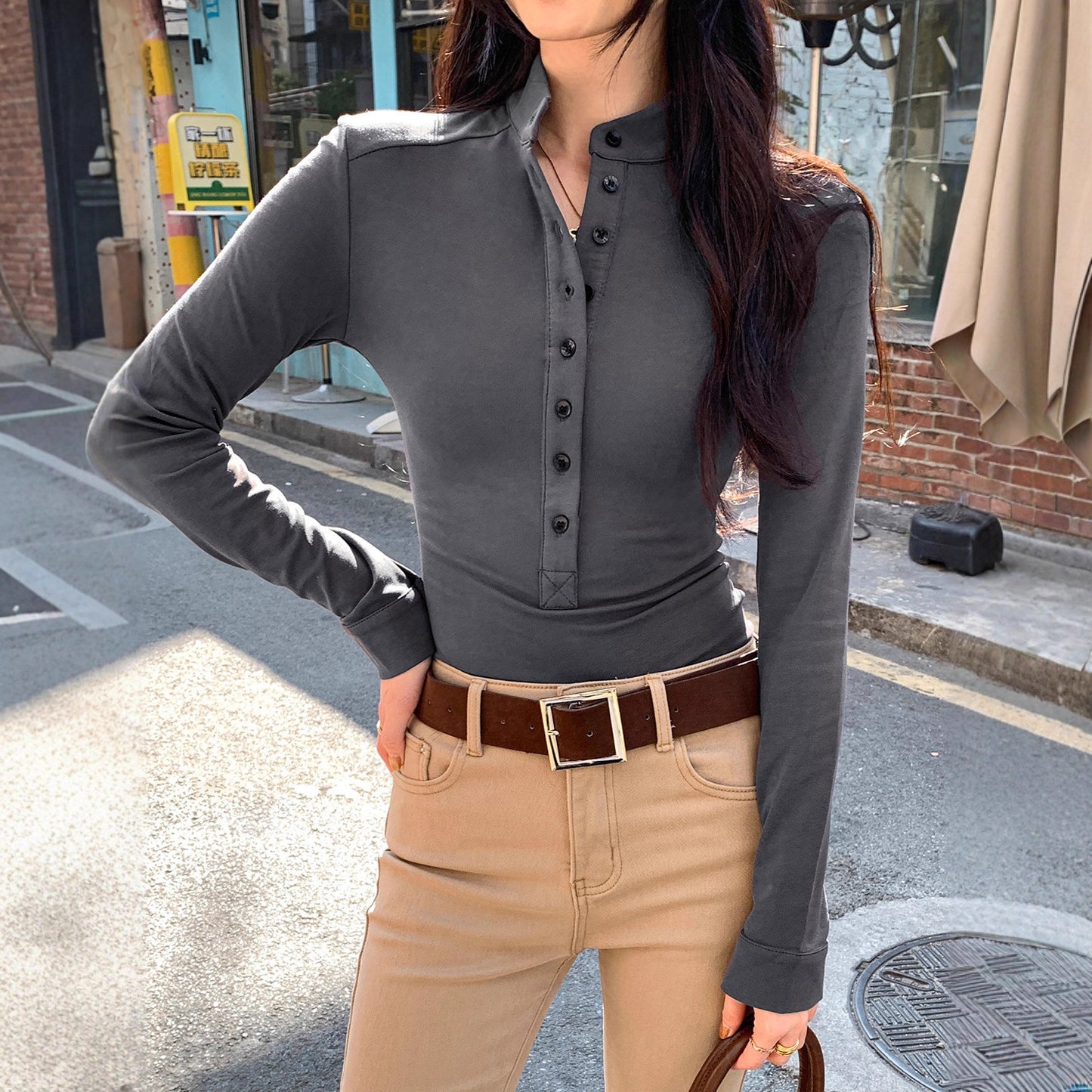 White Inner Layer Long Sleeve T-Shirt for Women