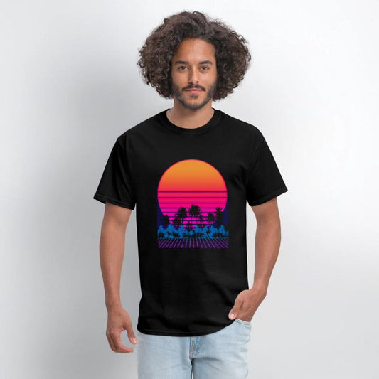 80s Vaporwave Palm Trees Sunset