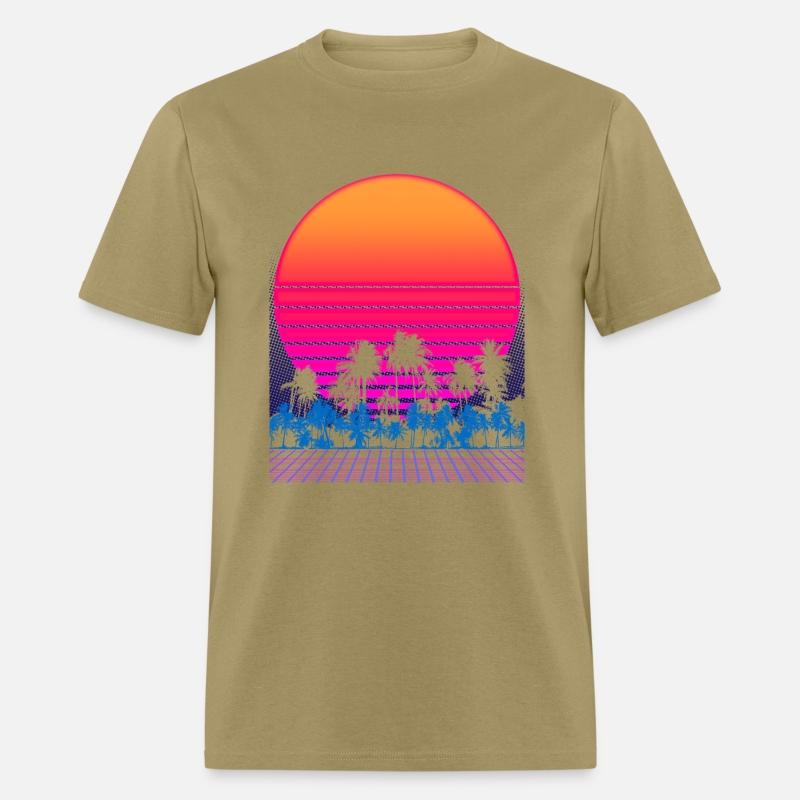 80s Vaporwave Palm Trees Sunset