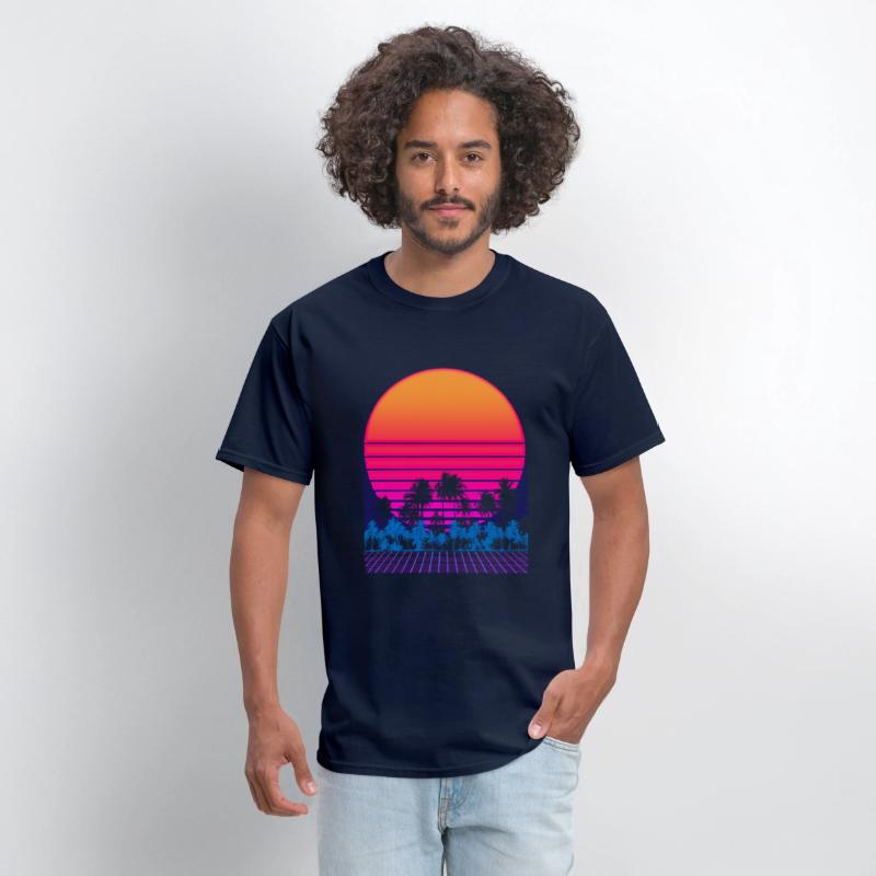 80s Vaporwave Palm Trees Sunset
