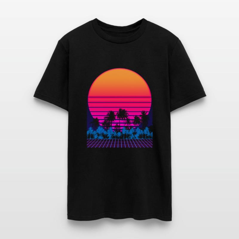 80s Vaporwave Palm Trees Sunset