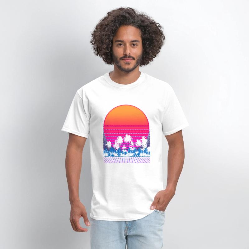 80s Vaporwave Palm Trees Sunset