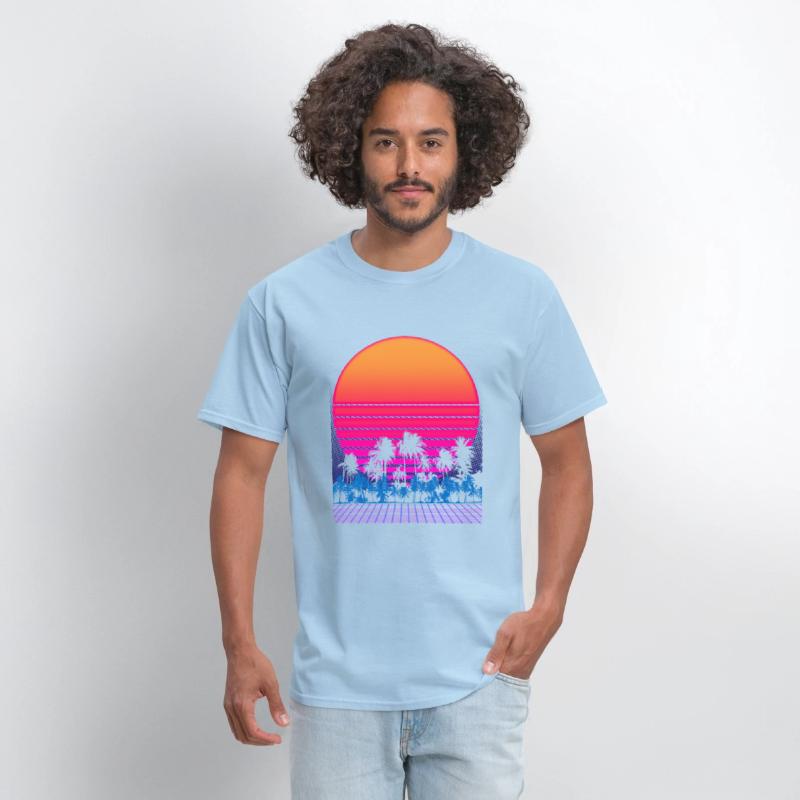 80s Vaporwave Palm Trees Sunset