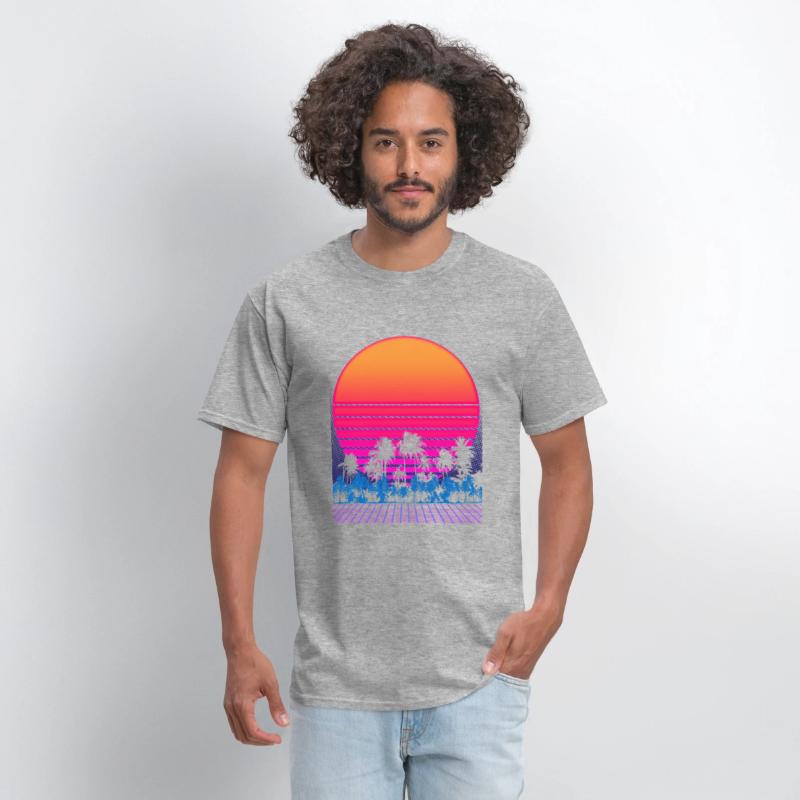 80s Vaporwave Palm Trees Sunset