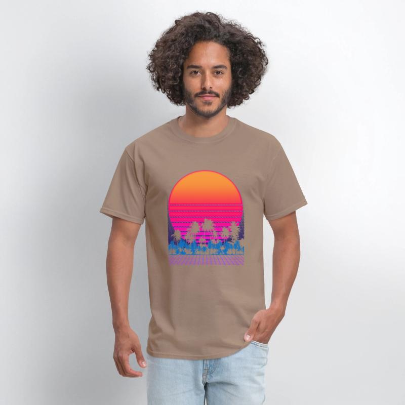 80s Vaporwave Palm Trees Sunset
