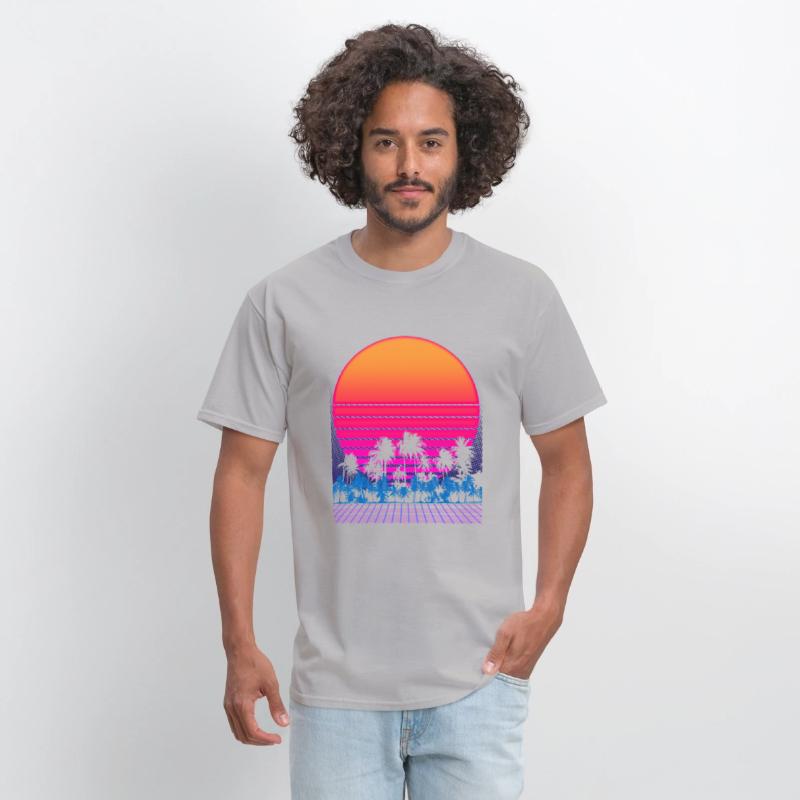 80s Vaporwave Palm Trees Sunset