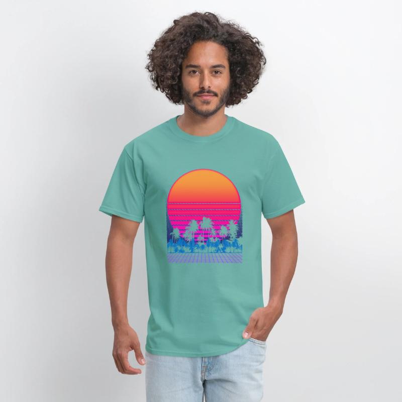 80s Vaporwave Palm Trees Sunset