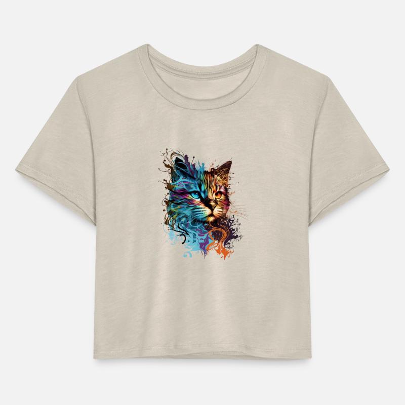 A colorful and vibrant cat design