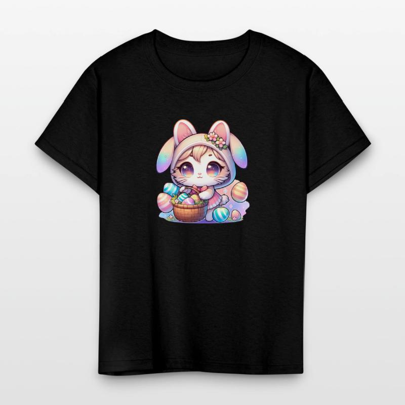 A Kitty With a Bunny Outfit Delivering Easter Eggs