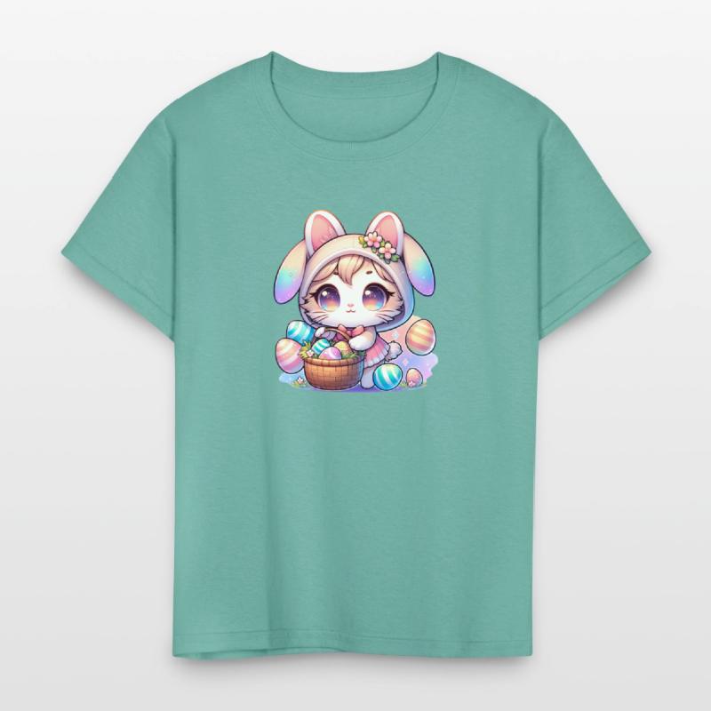 A Kitty With a Bunny Outfit Delivering Easter Eggs