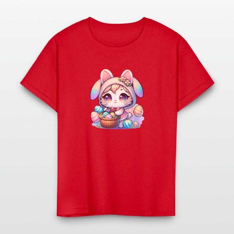 A Kitty With a Bunny Outfit Delivering Easter Eggs