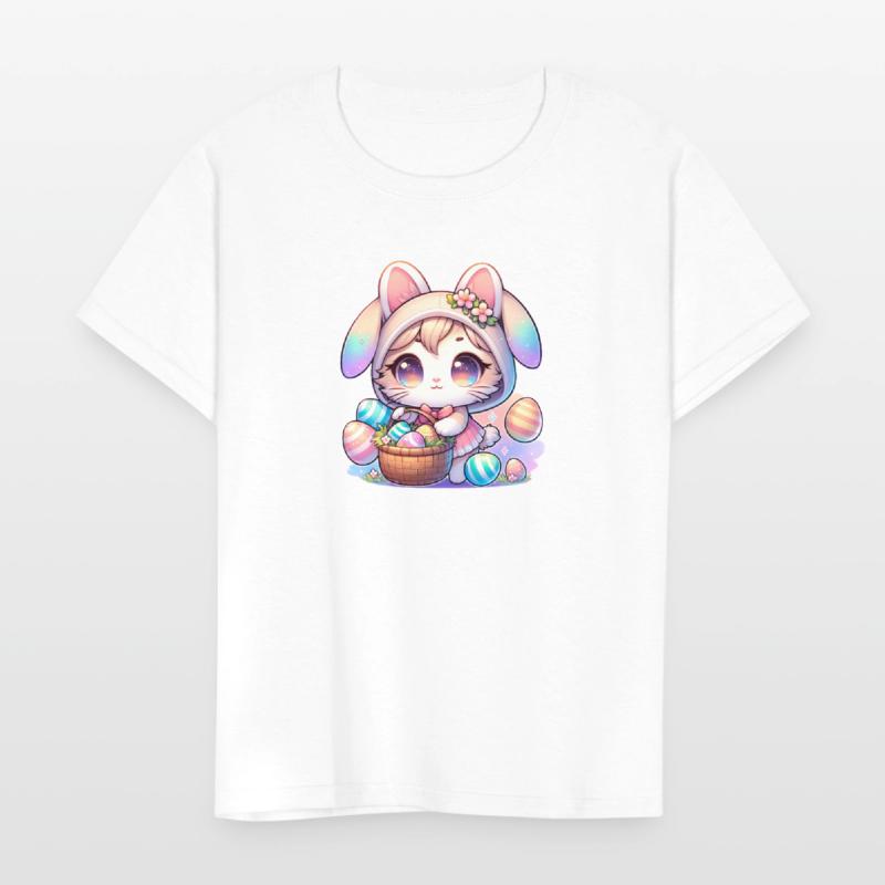 A Kitty With a Bunny Outfit Delivering Easter Eggs