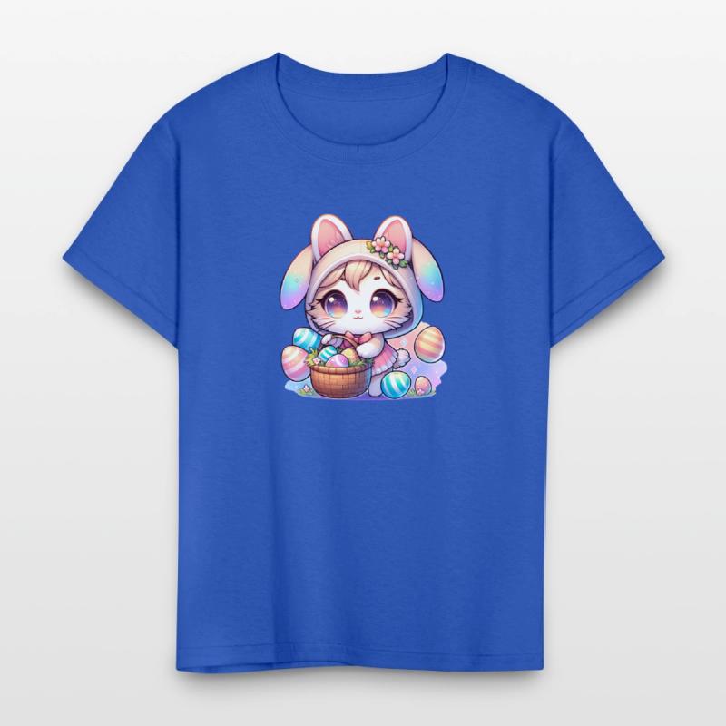 A Kitty With a Bunny Outfit Delivering Easter Eggs