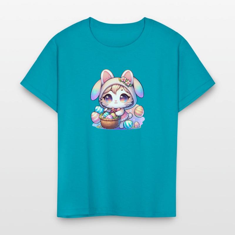 A Kitty With a Bunny Outfit Delivering Easter Eggs