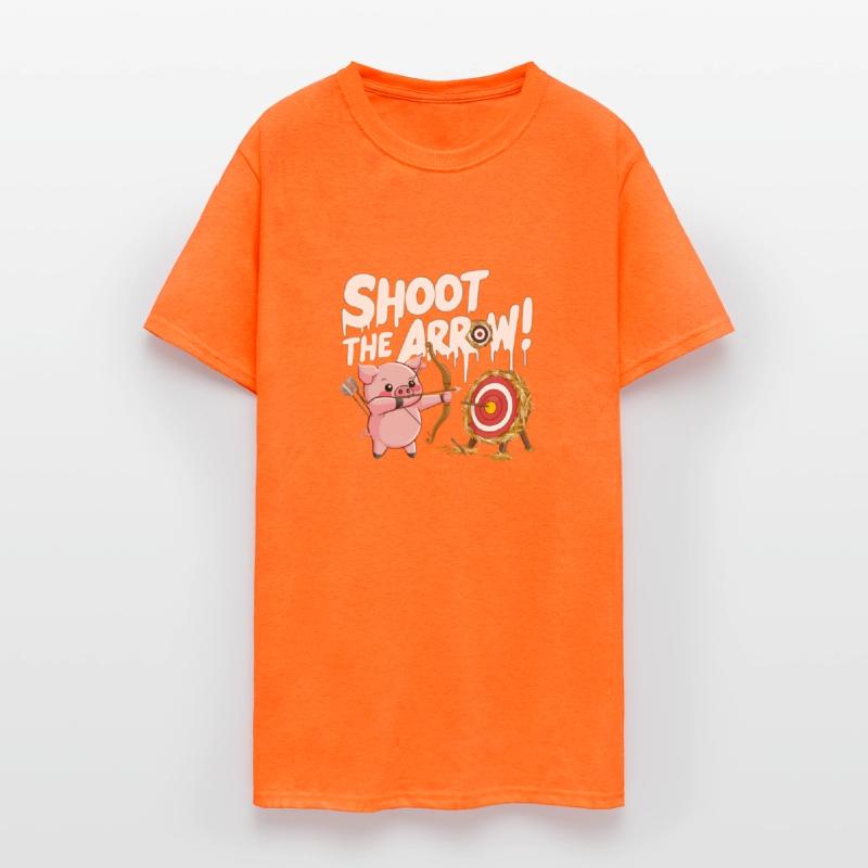 A pink piglet aiming a bow an arrow