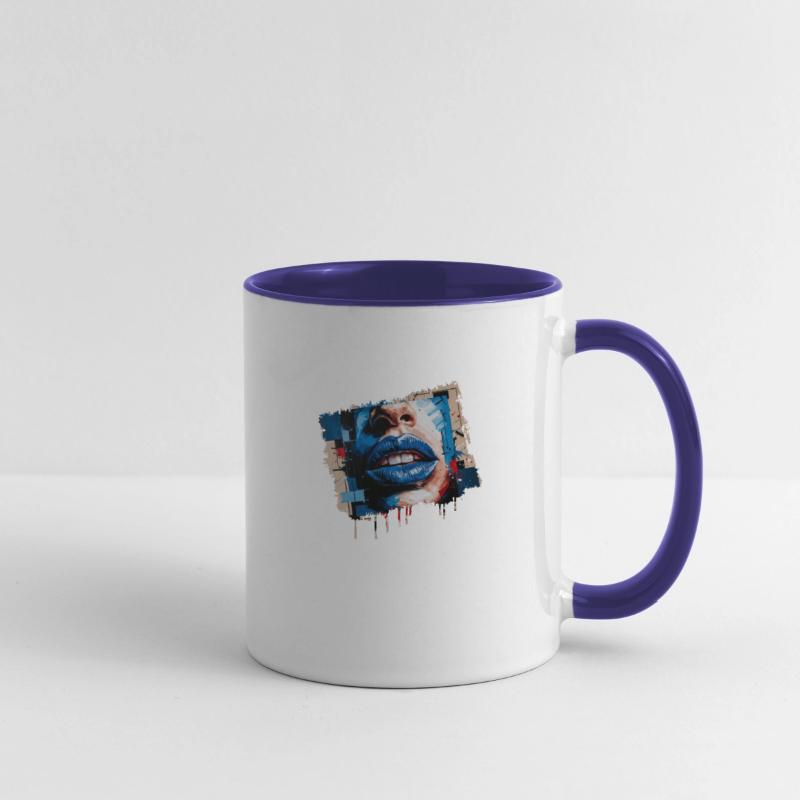 Abstract lips painted with a colorful brush