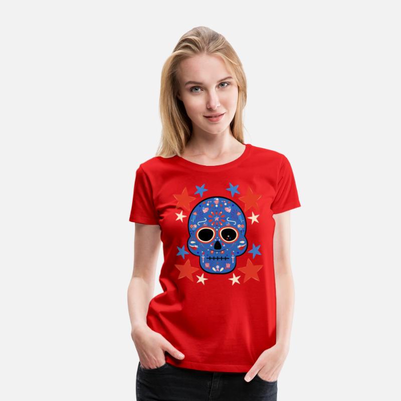 American Patriot Sugar Skull Stars July 4th Flag