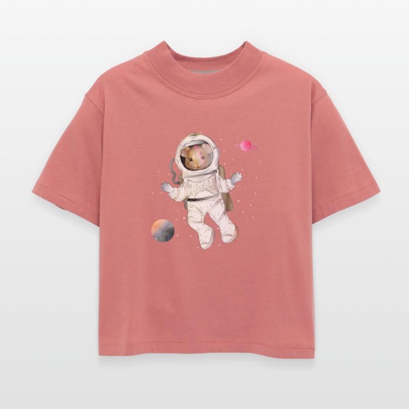 Astronaut mouse in space with planets