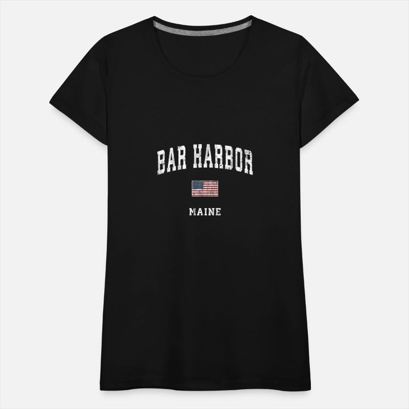 Bar Harbor Maine Me Vintage American Flag Sports D