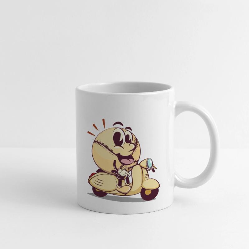 baseball cartoon riding a scooter