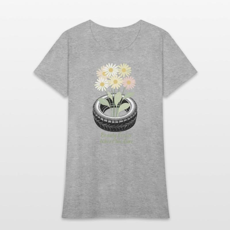Beauty Grows from Care Recycled Tire Floral Eco