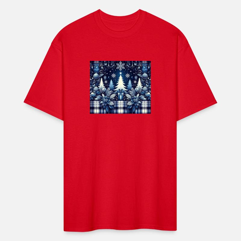 blue and white flannel christmas trees holiday