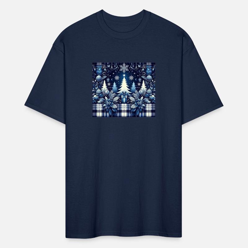 blue and white flannel christmas trees holiday