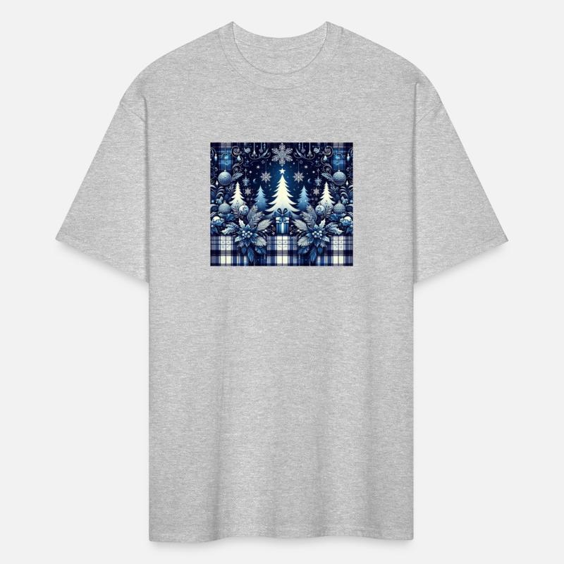 blue and white flannel christmas trees holiday