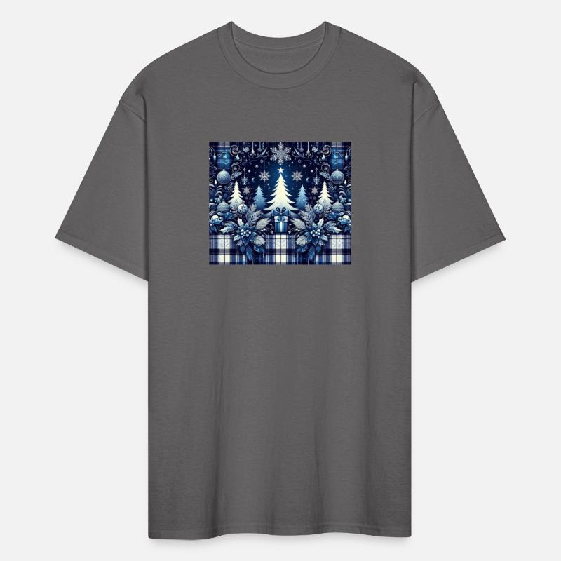 blue and white flannel christmas trees holiday
