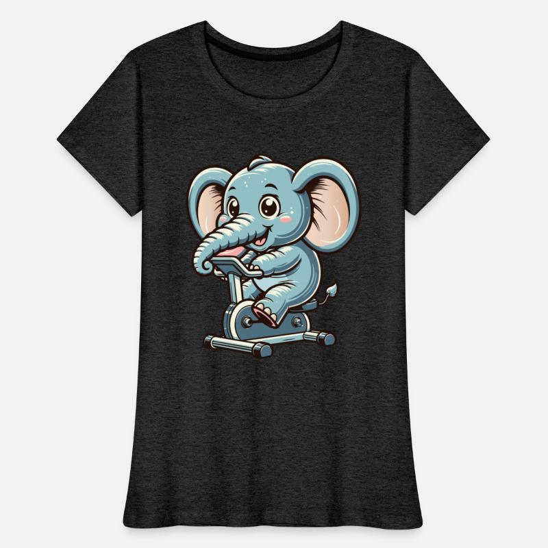 blue cartoon elephant on an ergometer