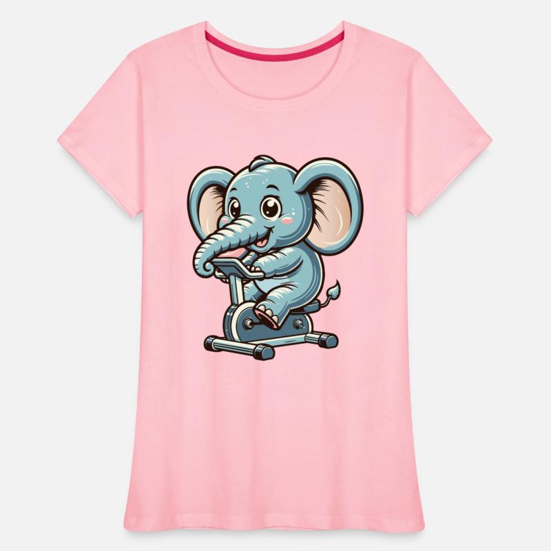 blue cartoon elephant on an ergometer