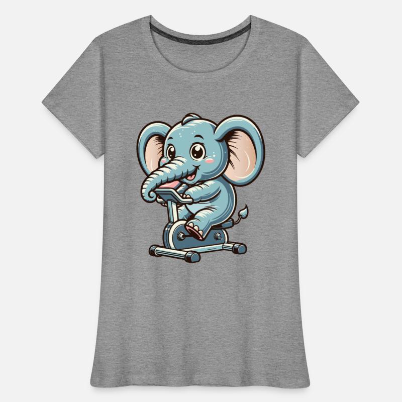 blue cartoon elephant on an ergometer