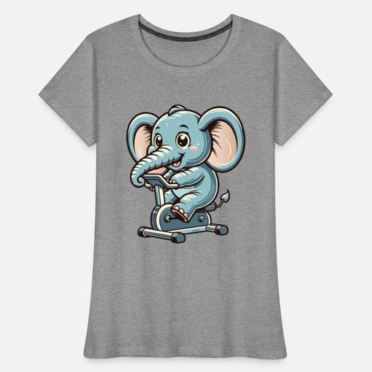 blue cartoon elephant on an ergometer