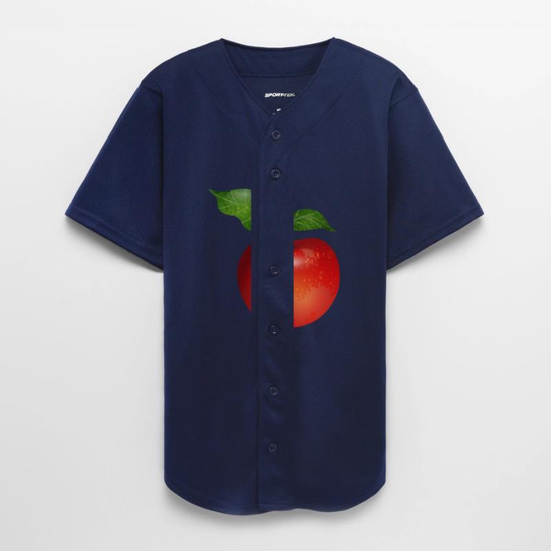 Bright Red Apple with Leaves Illustration