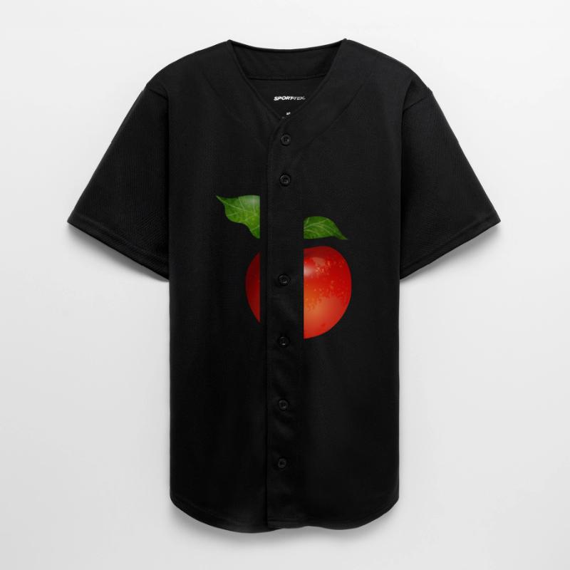 Bright Red Apple with Leaves Illustration