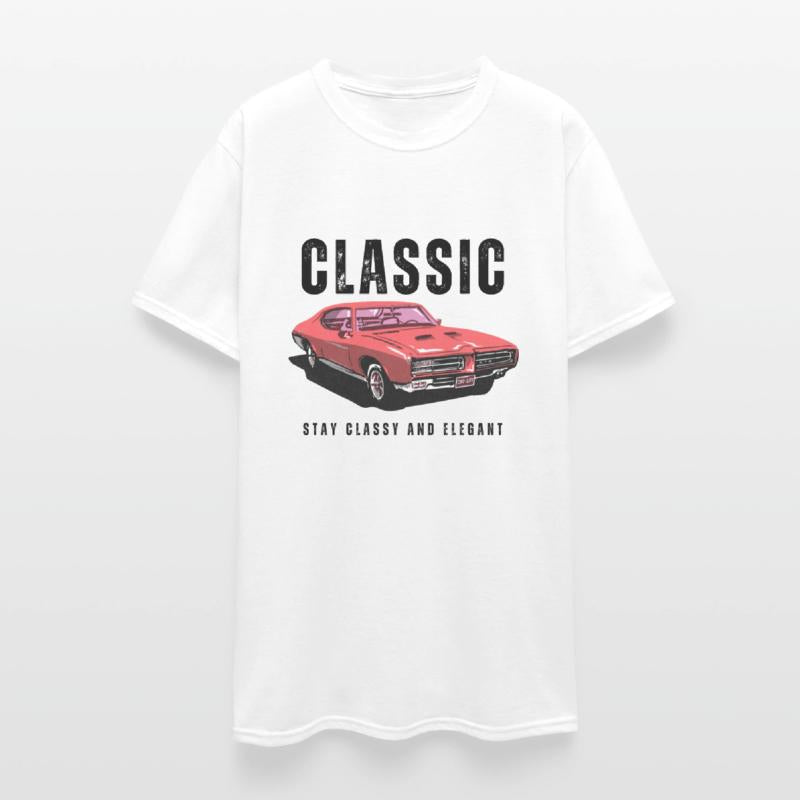 Brown and Red Classic Illustrated Car T-shirt