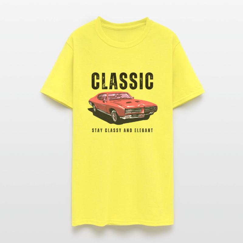 Brown and Red Classic Illustrated Car T-shirt