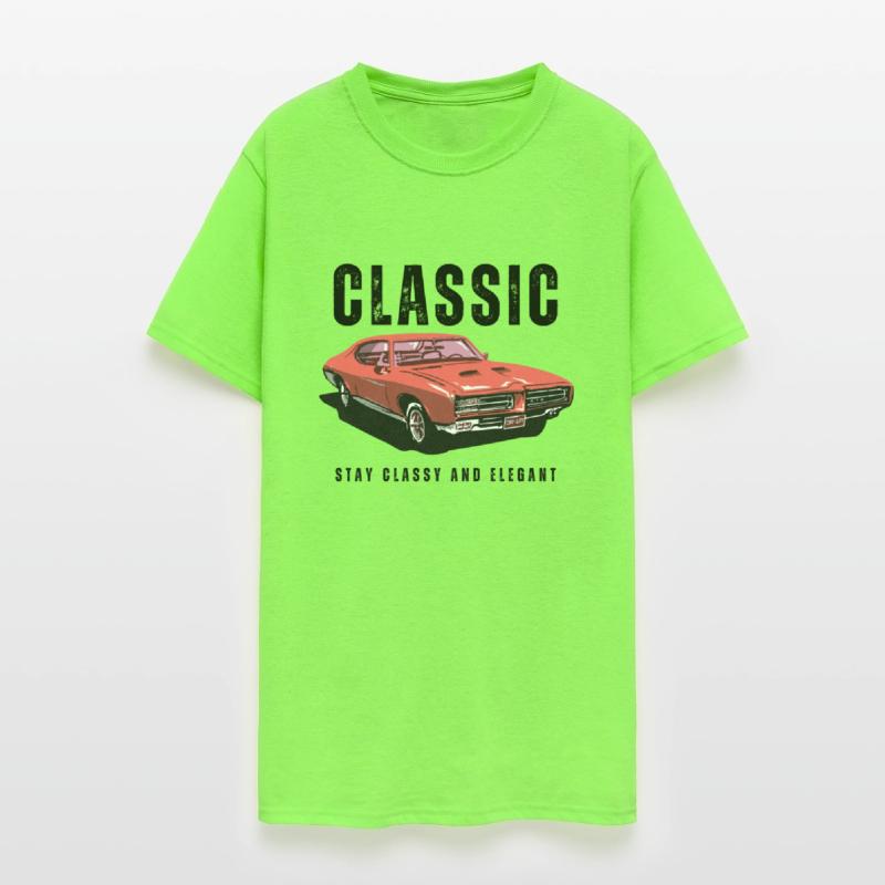 Brown and Red Classic Illustrated Car T-shirt