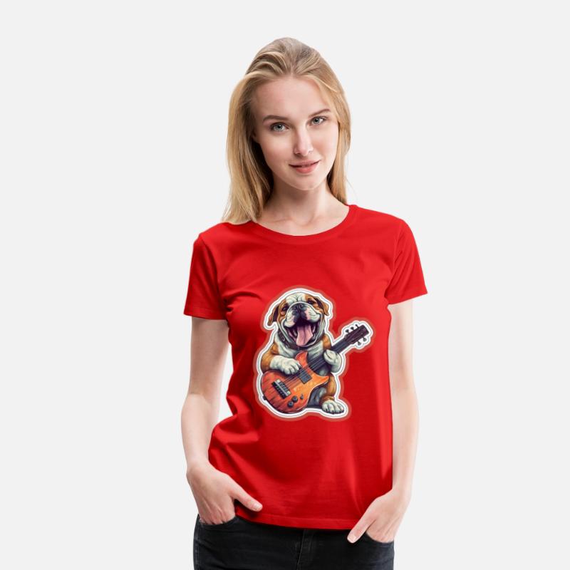 Bulldog playing Acousitc rock guitar dog