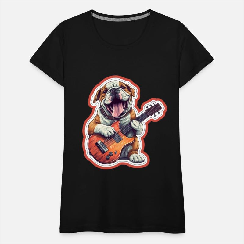 Bulldog playing Acousitc rock guitar dog