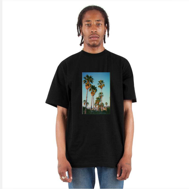 California Palm Trees in VHS Glitch T-Shirt