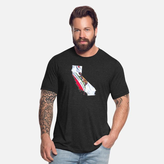 California State Flag in California State Map